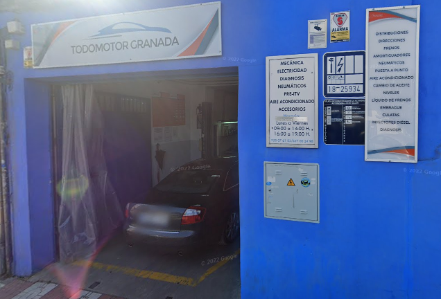 Screenshot 2023 10 27 at 10 31 35 TALLERES TODOMOTOR GRANADA · Cmo. de Granada 6 18195 Cullar Vega Granada